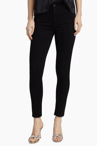 AG Adriano Goldschmied The Farrah High Rise Skinny Ankle Solid Black Size 29 Raw
